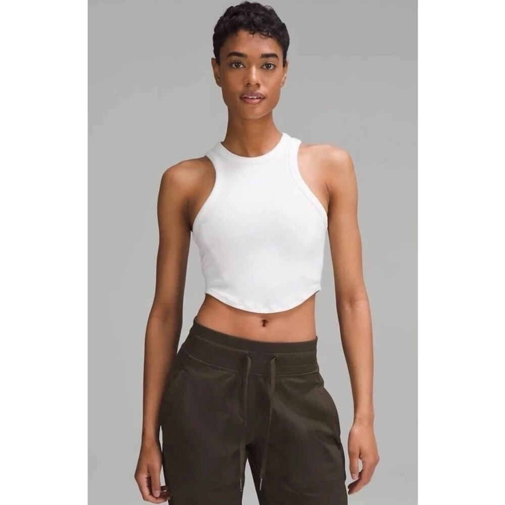 Lululemon Women's Hold Tight Cropped Tank Top Soft Ribbed White Size 0